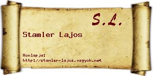 Stamler Lajos névjegykártya